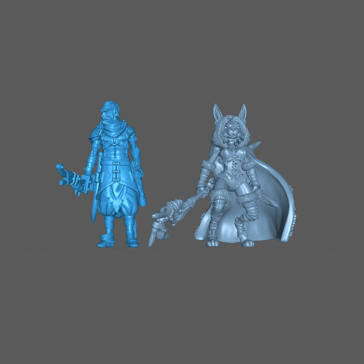 (0157) Female rabbitfolk wizard with a magical club, cape and a knife