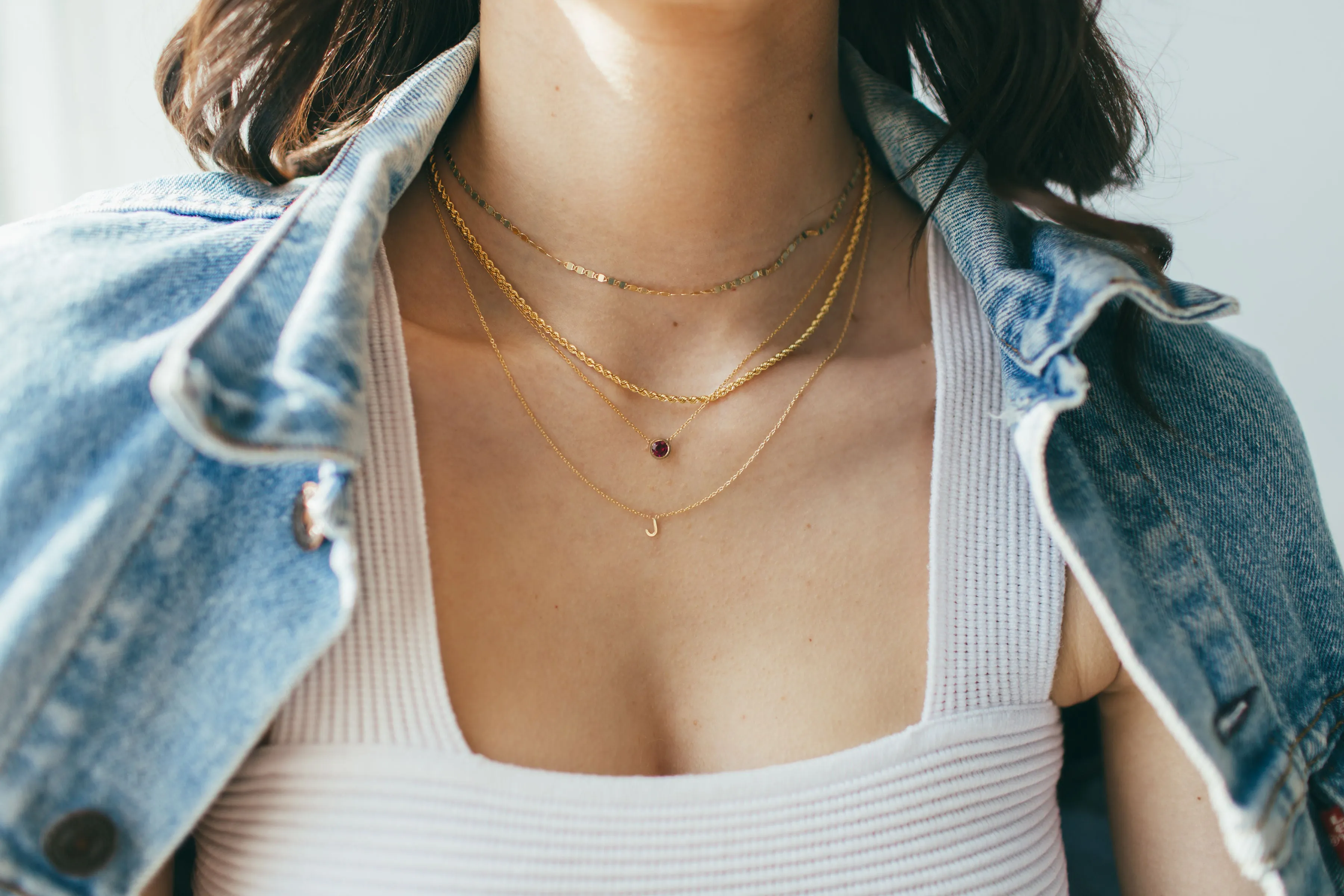 14 Karat Gold Centered Initial Necklace