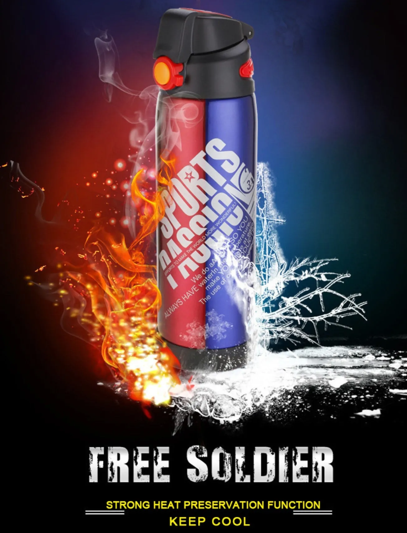800ml Stainless Steel Insulated Hot Cold Water bottle