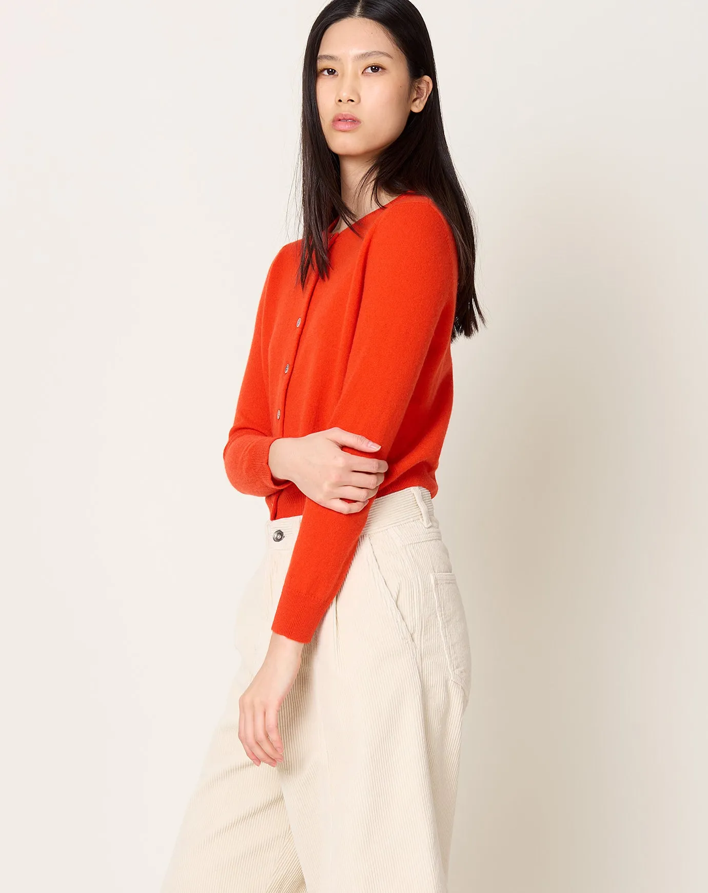 Ava Cardigan in Red Orange