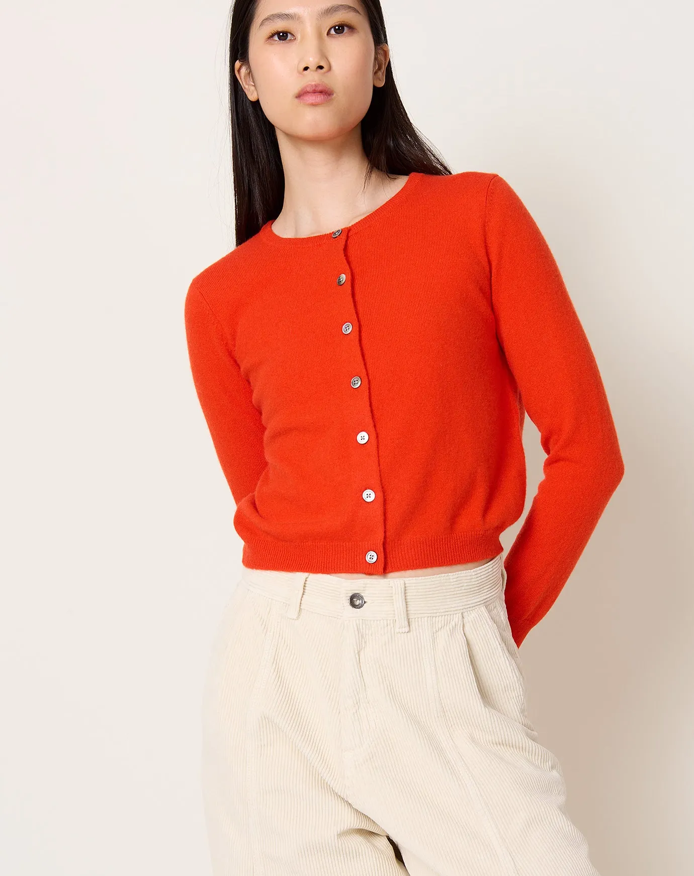 Ava Cardigan in Red Orange