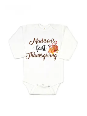 Personalized Baby Girl First Thanksgiving Bodysuit